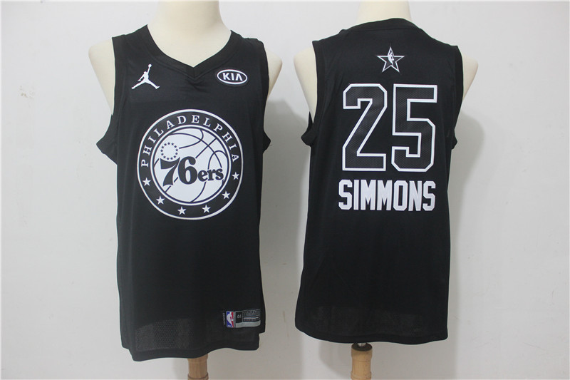 Men Philadelphia 76ers #25 Simmons Black 2108 All Stars NBA Jerseys->boston celtics->NBA Jersey